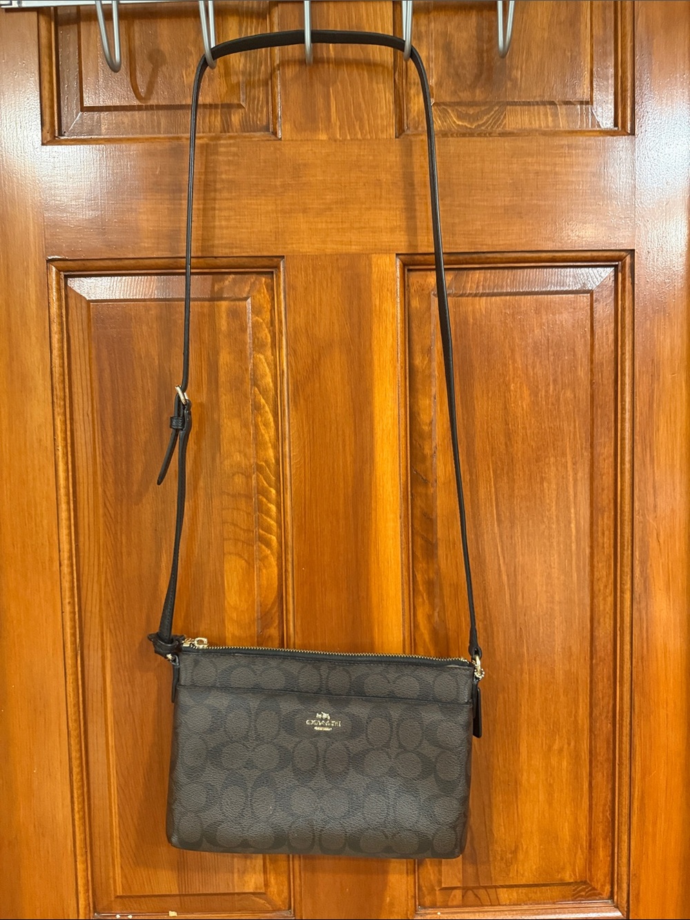 Coach Black Signature Crossbody with Gold Hardware
